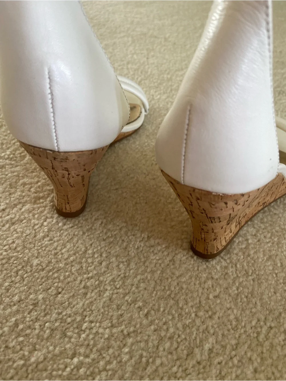 Lilly Pulitzer Jenna White Ankle-Strap Cork Wedge Sandals - Women size 8,